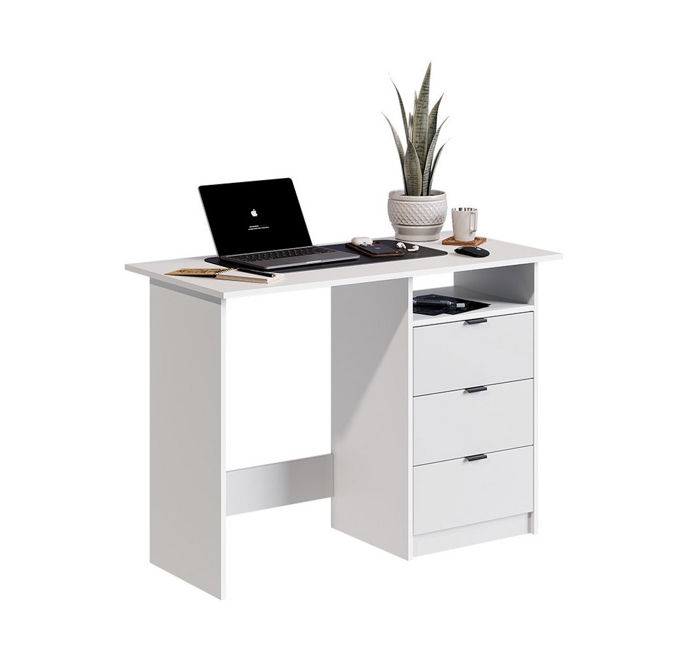 Vicco Schreibtisch Meiko, Weiß, 105 x 50 cm mit Schubladen (1-St) – Bild 5 von 5