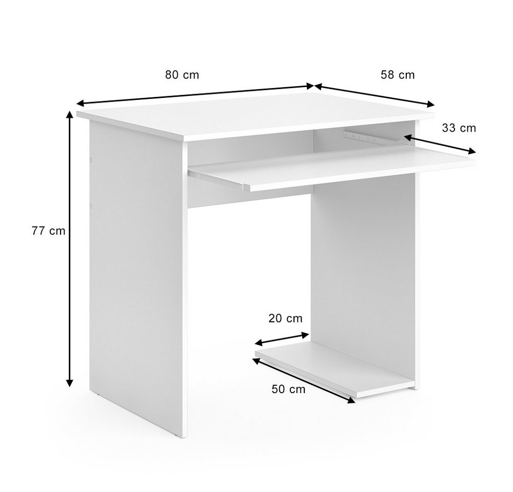 Vicco Schreibtisch Nick, Weiß, 80 x 58 cm (1-St) – Bild 4 von 5