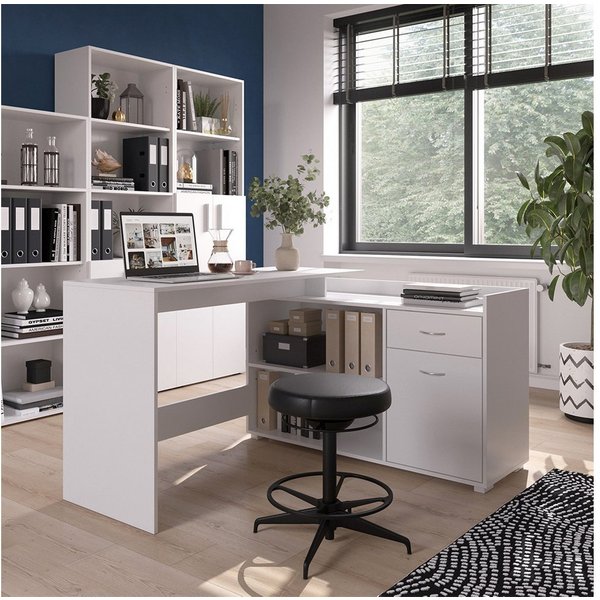 Vicco Schreibtisch Noira, Weiß, 135 x 77 cm mit Schublade (1-St)