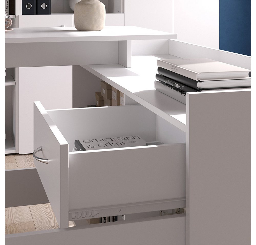 Vicco Schreibtisch Noira, Weiß, 135 x 77 cm mit Schublade (1-St) – Bild 5 von 5