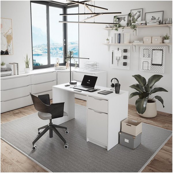Vicco Schreibtisch Ruben, Weiß, 120 x 55 cm mit Schublade (1-St)