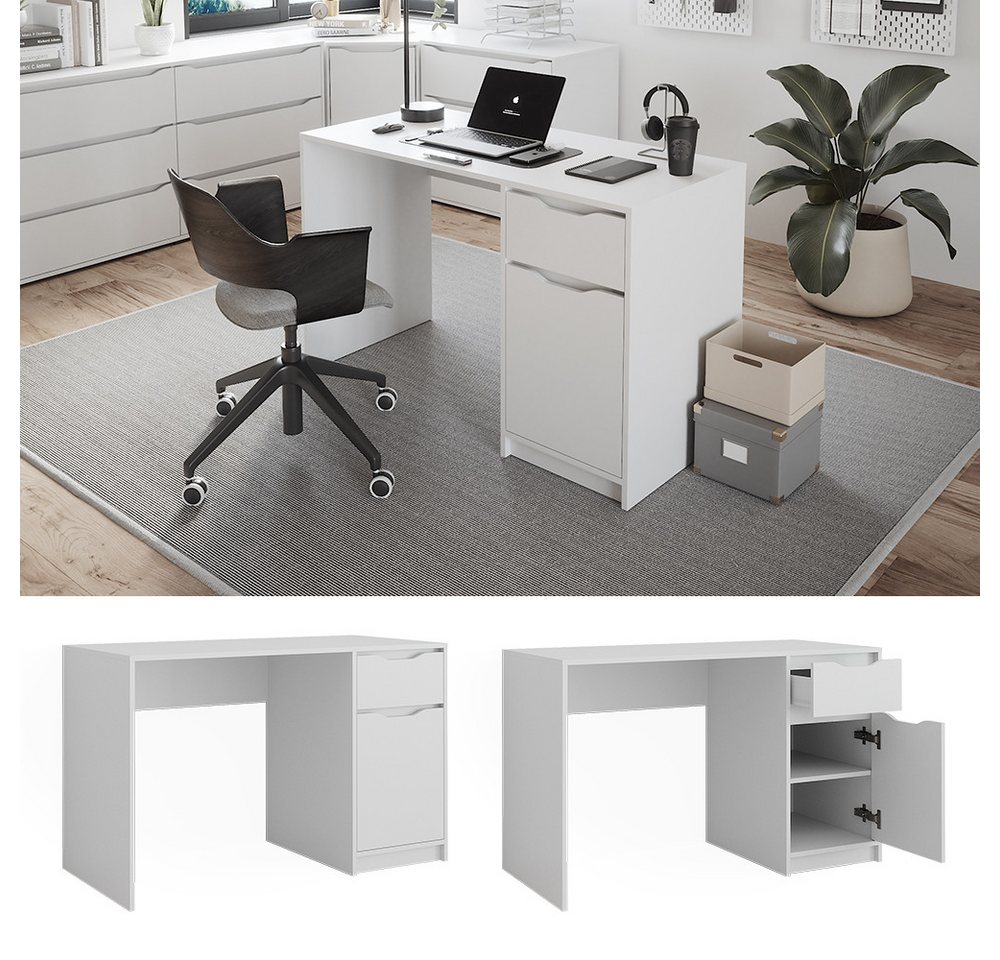 Vicco Schreibtisch Ruben, Weiß, 120 x 55 cm mit Schublade (1-St) – Bild 3 von 5