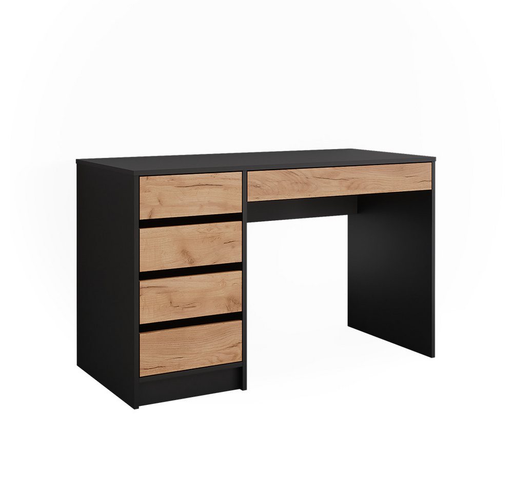 Vicco Schreibtisch Sherry, Anthrazit/Goldkraft Eiche, 55 x 120 cm mit Schubladen (1-St) – Bild 2 von 5