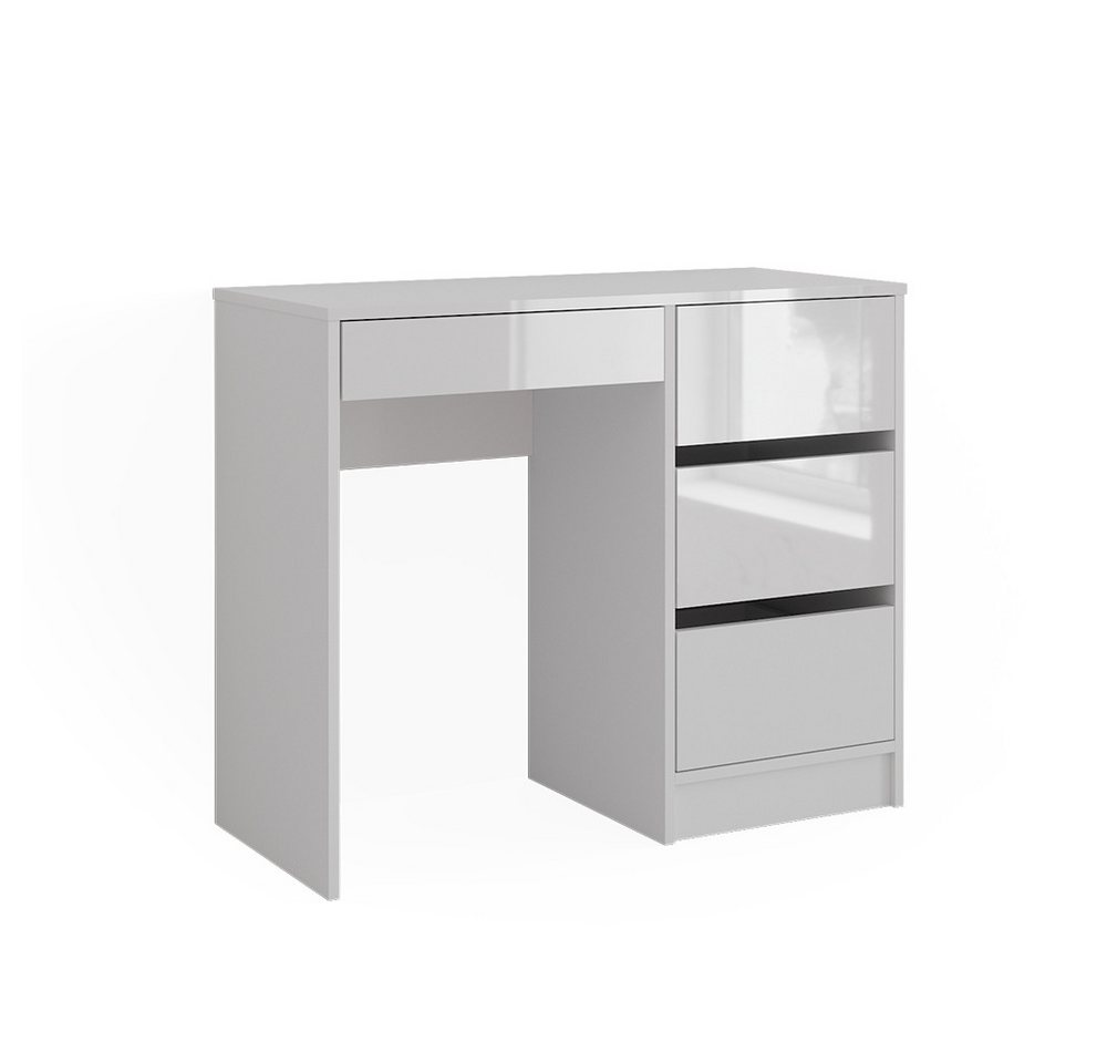 Vicco Schreibtisch Sherry, Weiß Hochglanz, 90 x 40 cm mit Schubladen (1-St) – Bild 2 von 5