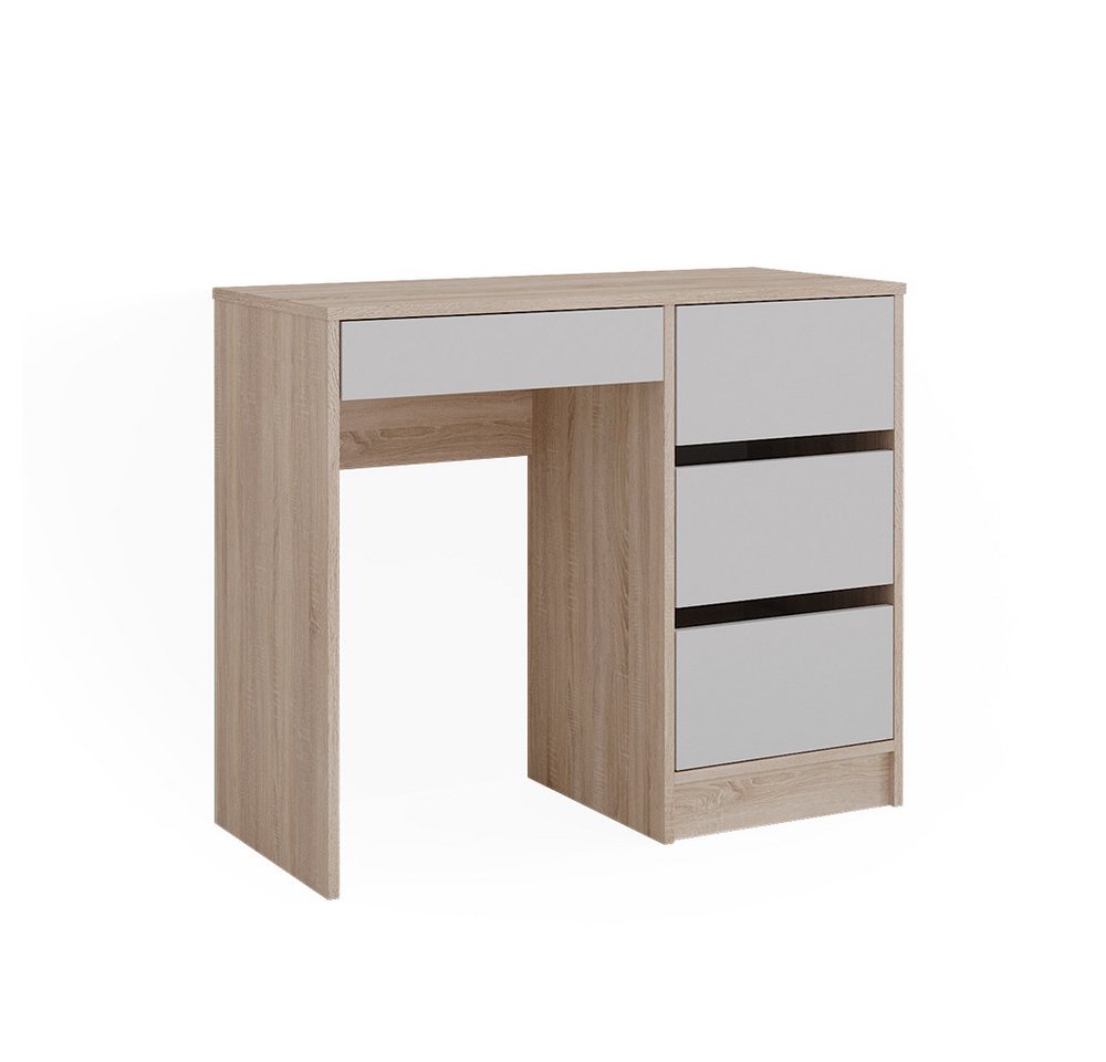 Vicco Schreibtisch Sherry, Weiß/Sonoma, 90 x 40 cm mit Schubladen (1-St) – Bild 2 von 5