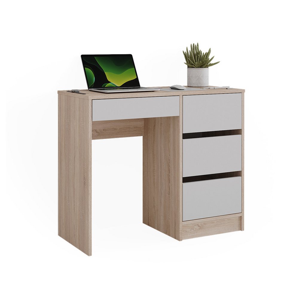 Vicco Schreibtisch Sherry, Weiß/Sonoma, 90 x 40 cm mit Schubladen (1-St) – Bild 5 von 5