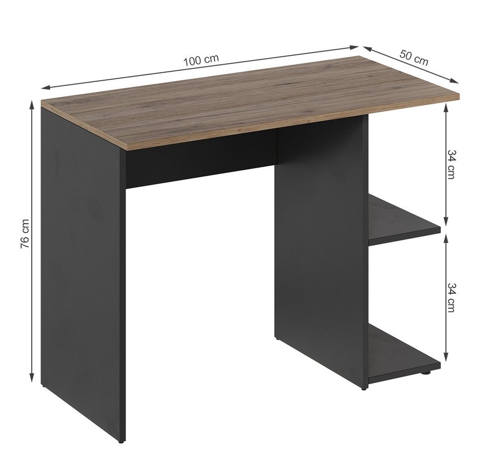 Vicco Schreibtisch Simple, Anthrazit/Artisan, 100 x 50 cm (1-St) – Bild 2 von 5
