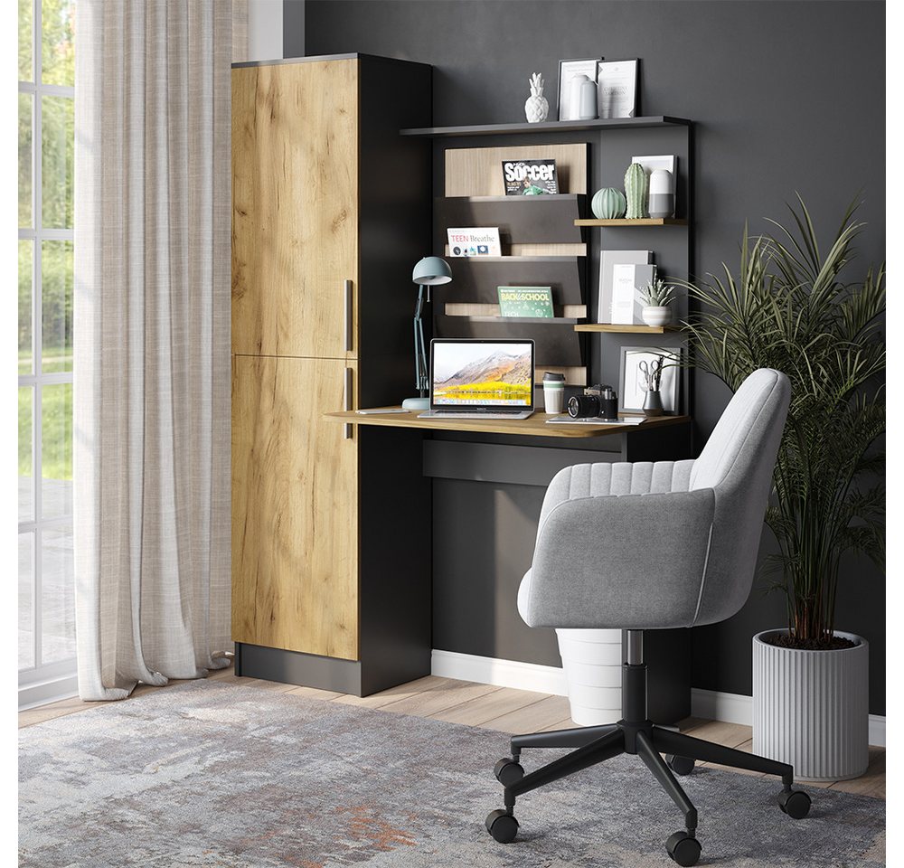 Vicco Schreibtisch Tessa, Anthrazit/Goldkraft Eiche, 122.9 x 33.4 cm (1-St) – Bild 3 von 5