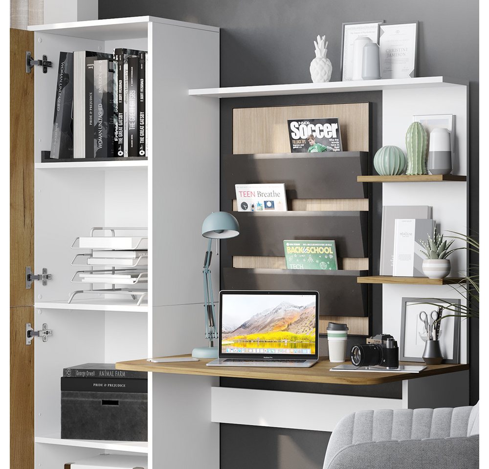 Vicco Schreibtisch Tessa, Weiß/Goldkraft Eiche, 122.9 x 33.4 cm (1-St) – Bild 4 von 5