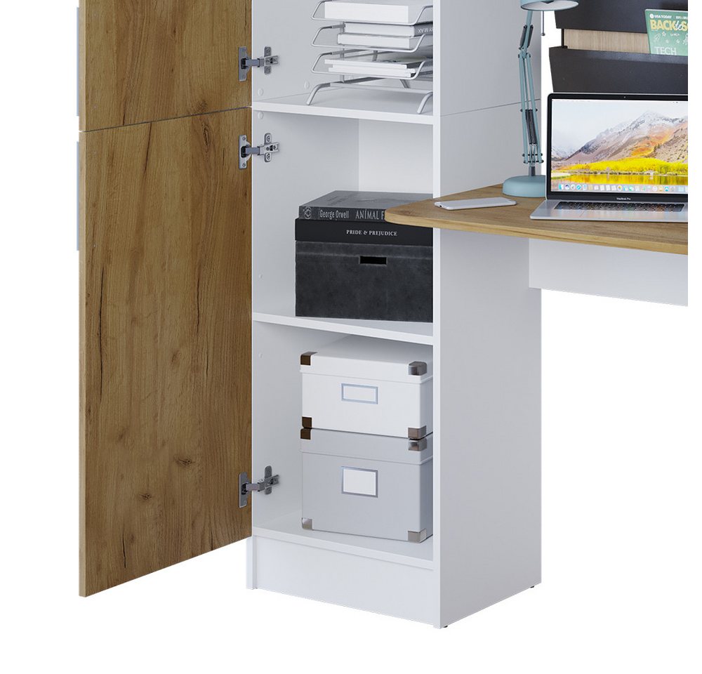Vicco Schreibtisch Tessa, Weiß/Goldkraft Eiche, 122.9 x 33.4 cm (1-St) – Bild 5 von 5