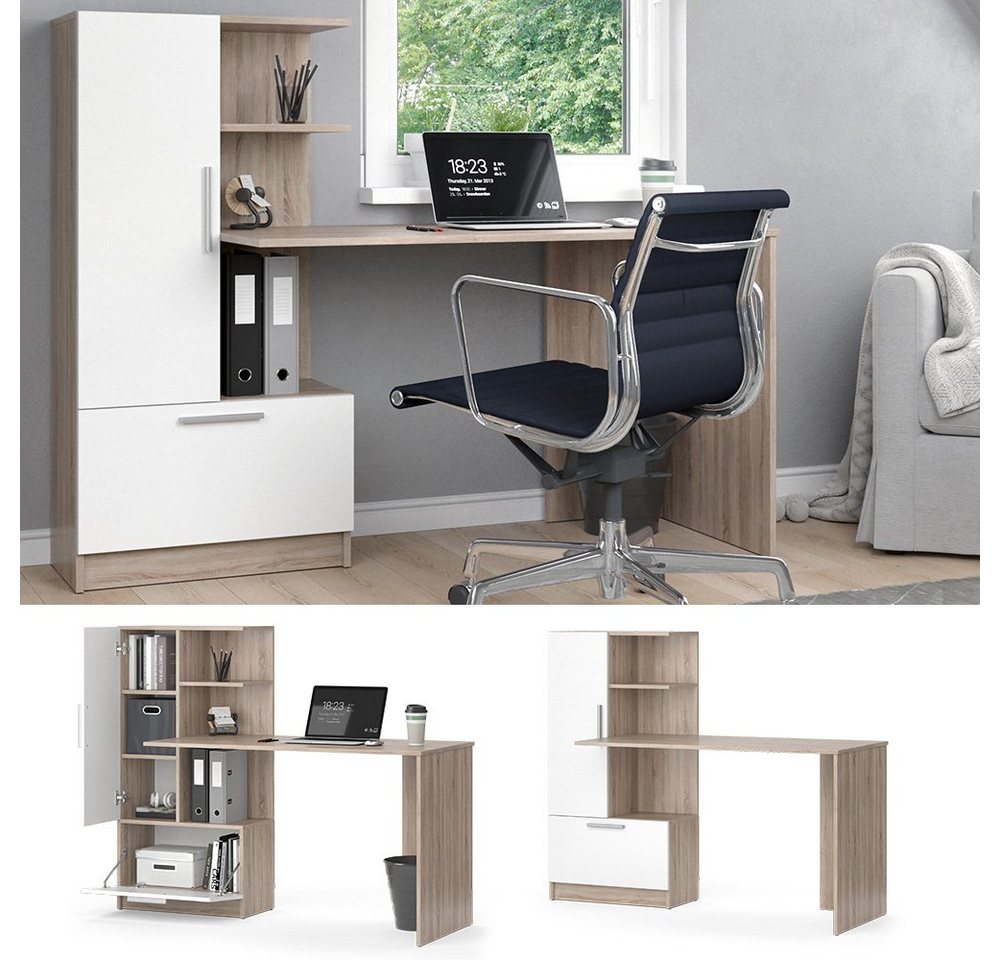 Vicco Schreibtisch Tomy, Sonoma/Weiß, 150 x 59 cm (1-St) – Bild 2 von 5