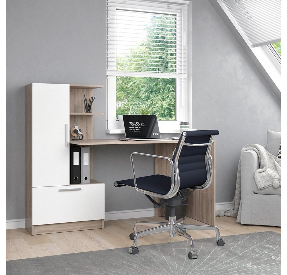 Vicco Schreibtisch Tomy, Sonoma/Weiß, 150 x 59 cm (1-St) – Bild 4 von 5