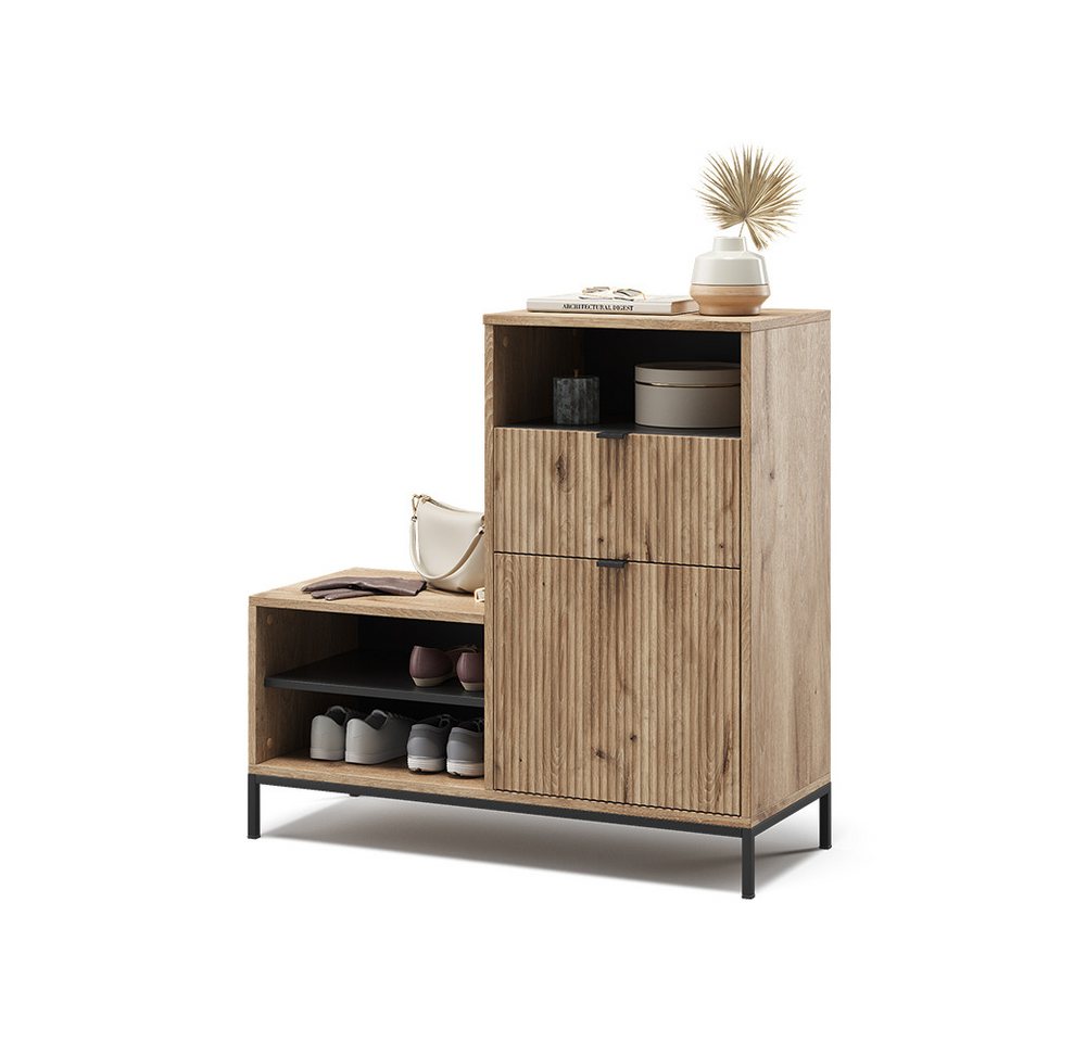 Vicco Schuhbank Eliza, Viking Oak, 100 x 98.5 cm mit Tür und Schublade (1-St) – Bild 5 von 5