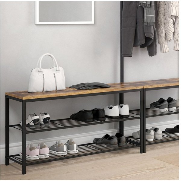 Vicco Schuhbank Fyrk, Eiche rustikal/Schwarz, 100 x 51.5 cm (1-St)