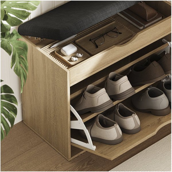 Vicco Schuhbank Schufy, Sonoma/Schwarz, 60 x 51 cm mit 2 Fächern (1-St)