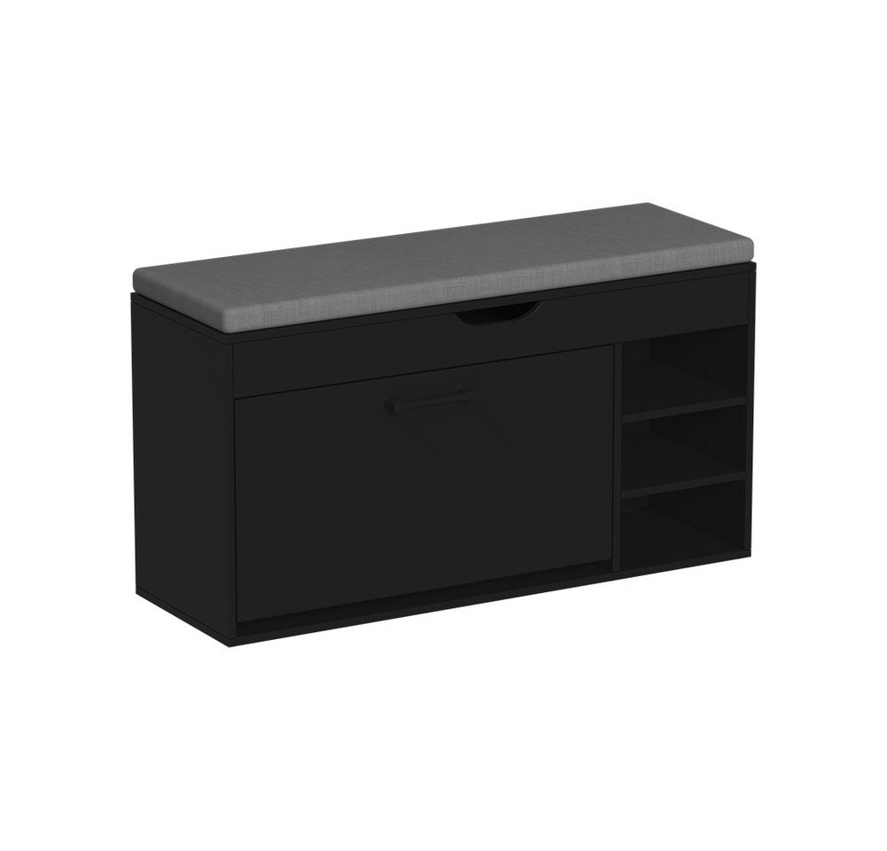 Vicco Schuhbank Solino, Schwarz/Grau, 90 x 50 cm mit Sitzfläche (1-St) – Bild 2 von 5