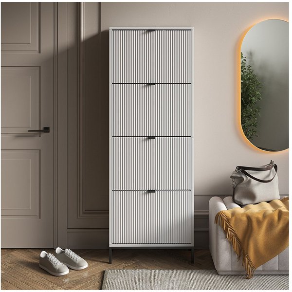 Vicco Schuhkipper Eliza, Weiß, 60 x 168 cm mit 4 Klappschubladen (1 St)
