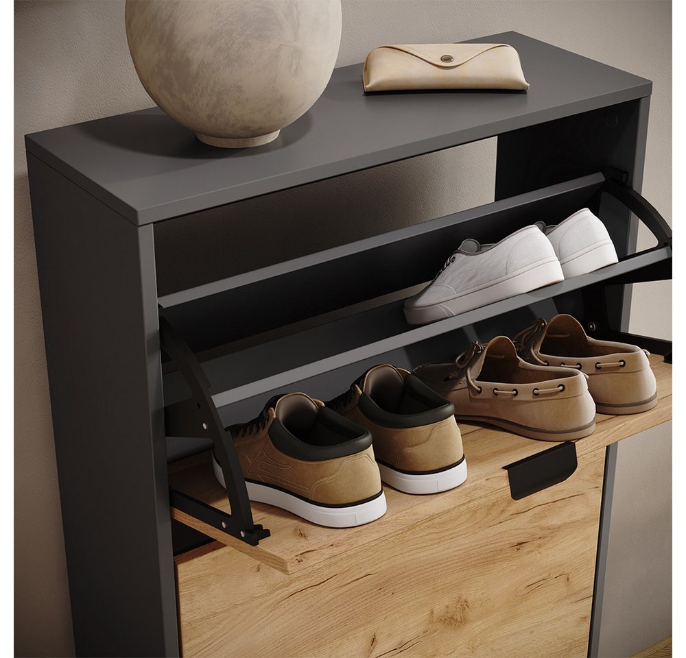 Vicco Schuhkipper Gizmo, Goldkraft Eiche/Anthrazit, 59 x 181.1 cm mit 5 Fächern (1 St) – Bild 4 von 5