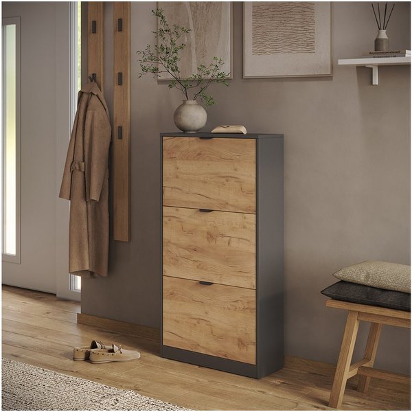 Vicco Schuhkipper Gizmo, Goldkraft Eiche/Anthrazit, 59 x 112 cm mit 3 Fächern (1 St)