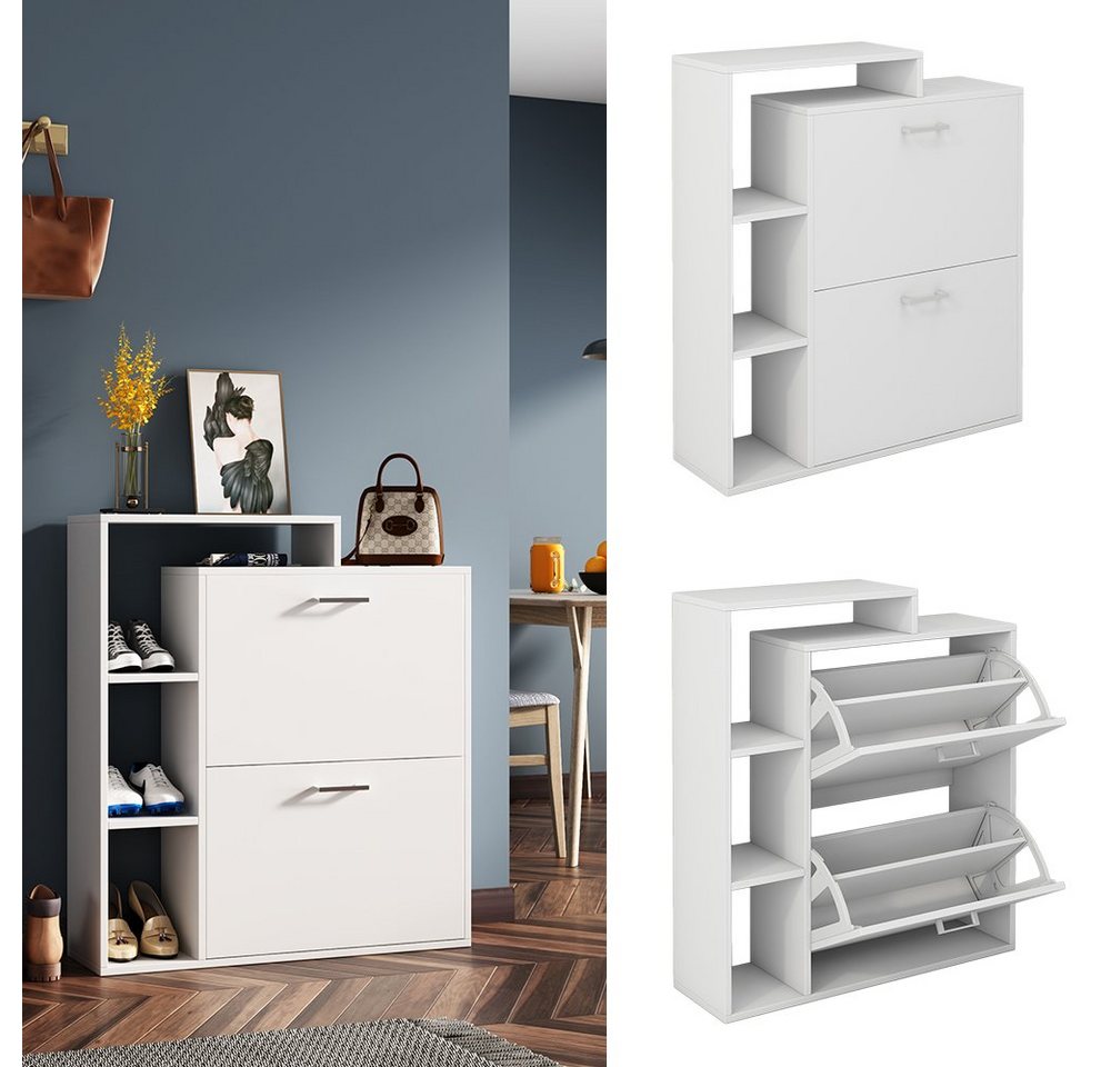 Vicco Schuhkipper Tobias, Weiß/Weiß, 80 x 90 cm (1 St), mit Kippfächern – Bild 3 von 5