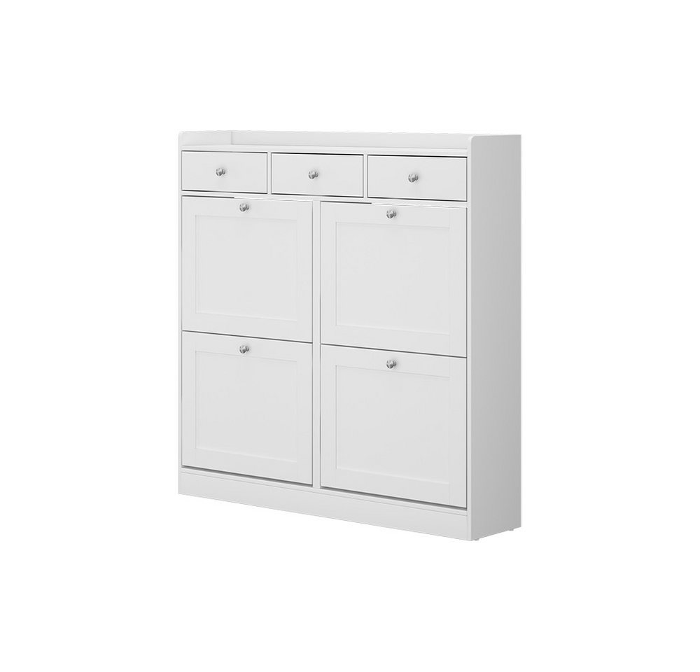 Vicco Schuhkipper Vitto, Weiß, 100 x 99.5 cm mit 3 Schubladen & 4 Klappfächern (1 St) – Bild 2 von 5