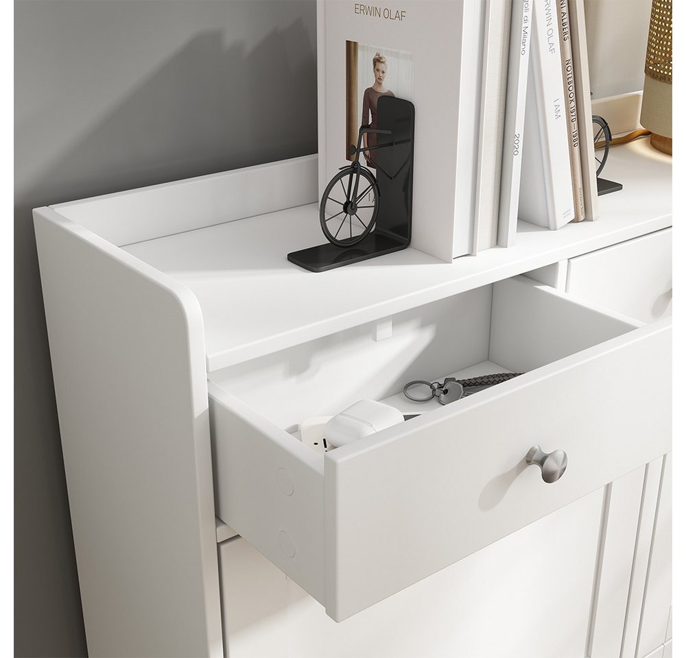 Vicco Schuhkipper Vitto, Weiß, 100 x 99.5 cm mit 3 Schubladen & 4 Klappfächern (1 St) – Bild 4 von 5