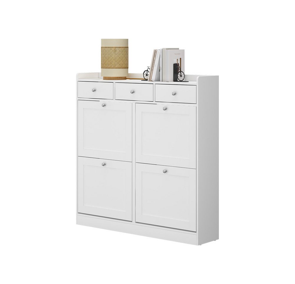 Vicco Schuhkipper Vitto, Weiß, 100 x 99.5 cm mit 3 Schubladen & 4 Klappfächern (1 St) – Bild 5 von 5