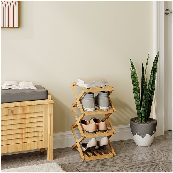 Vicco Schuhregal Ziggy, Bambus, 26 x 52 cm mit 4 Fächern, 1-tlg.