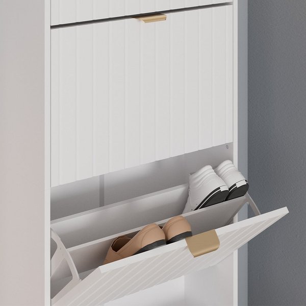 Vicco Schuhschrank Helge, Weiß, 60 x 166.7 cm 4 Fächer (1-St)