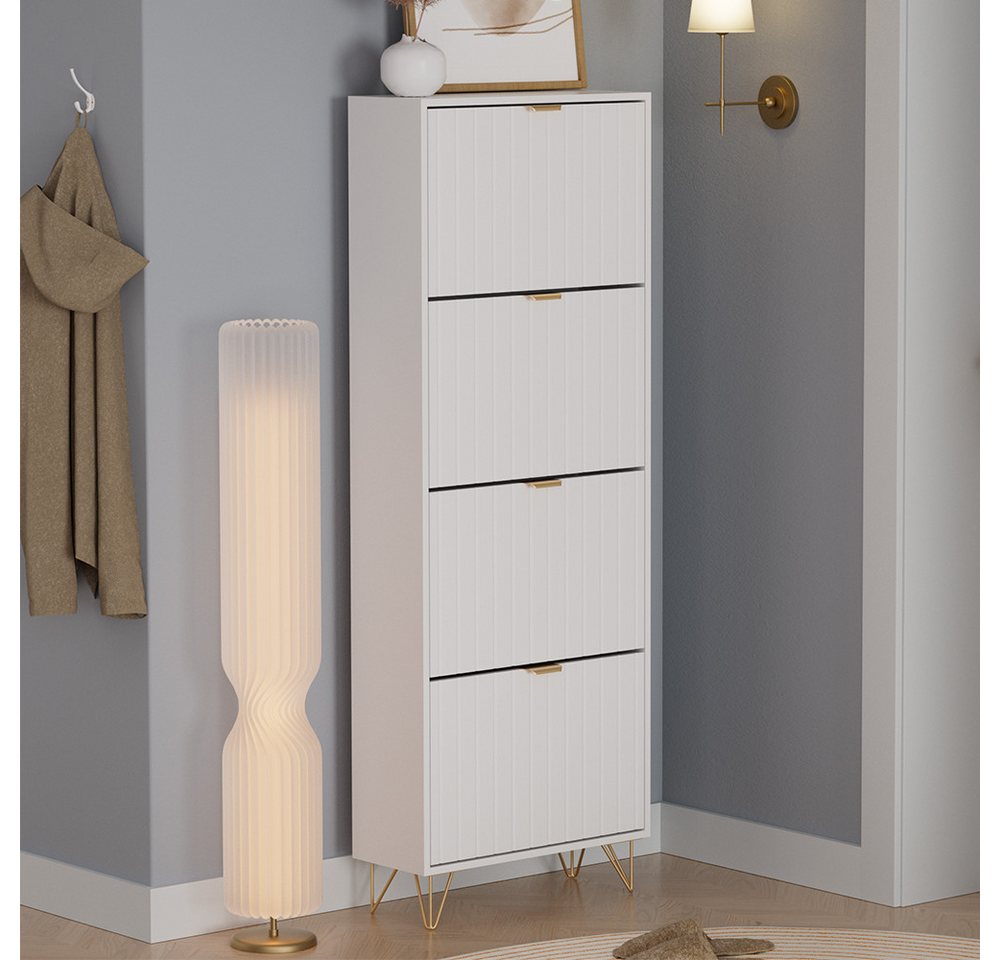 Vicco Schuhschrank Helge, Weiß, 60 x 166.7 cm 4 Fächer (1-St) – Bild 4 von 5