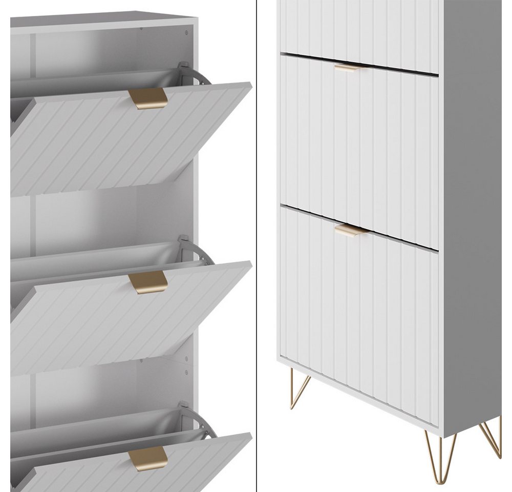 Vicco Schuhschrank Helge, Weiß, 60 x 166.7 cm 4 Fächer (1-St) – Bild 5 von 5