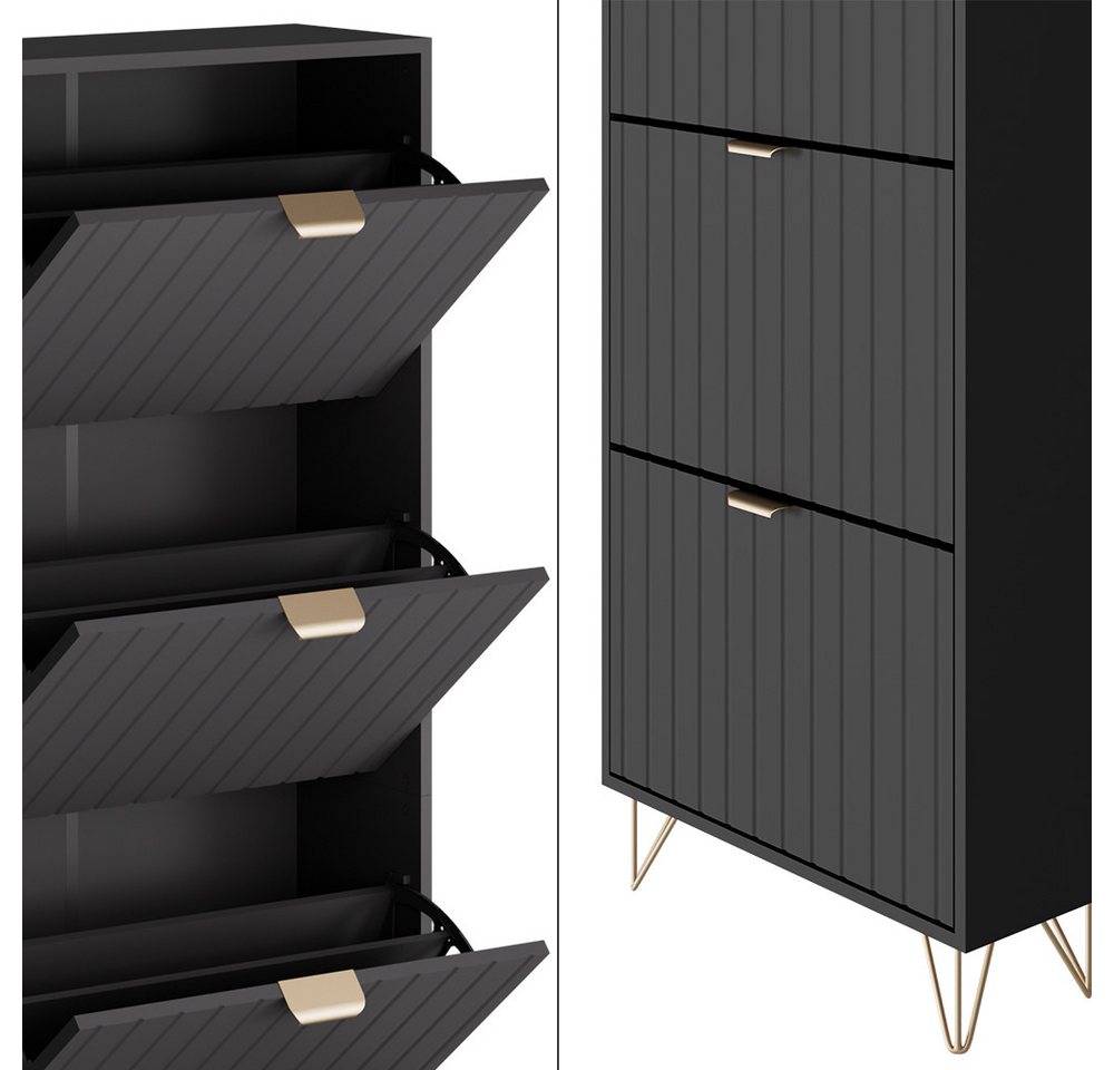 Vicco Schuhschrank Helge, Schwarz, 60 x 166.7 cm 4 Fächer (1-St) – Bild 5 von 5