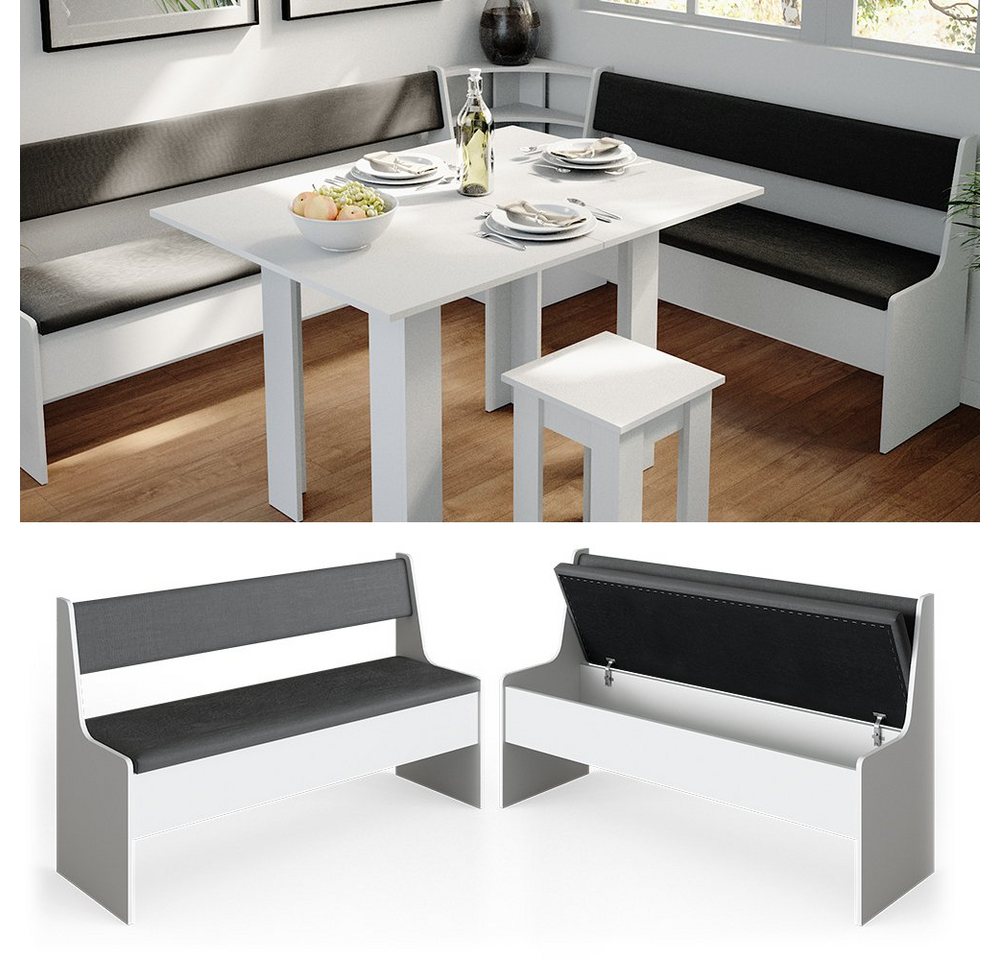 Vicco Sitzbank Roman, Weiß/Anthrazit, 136 x 42 cm (1-St) – Bild 2 von 5