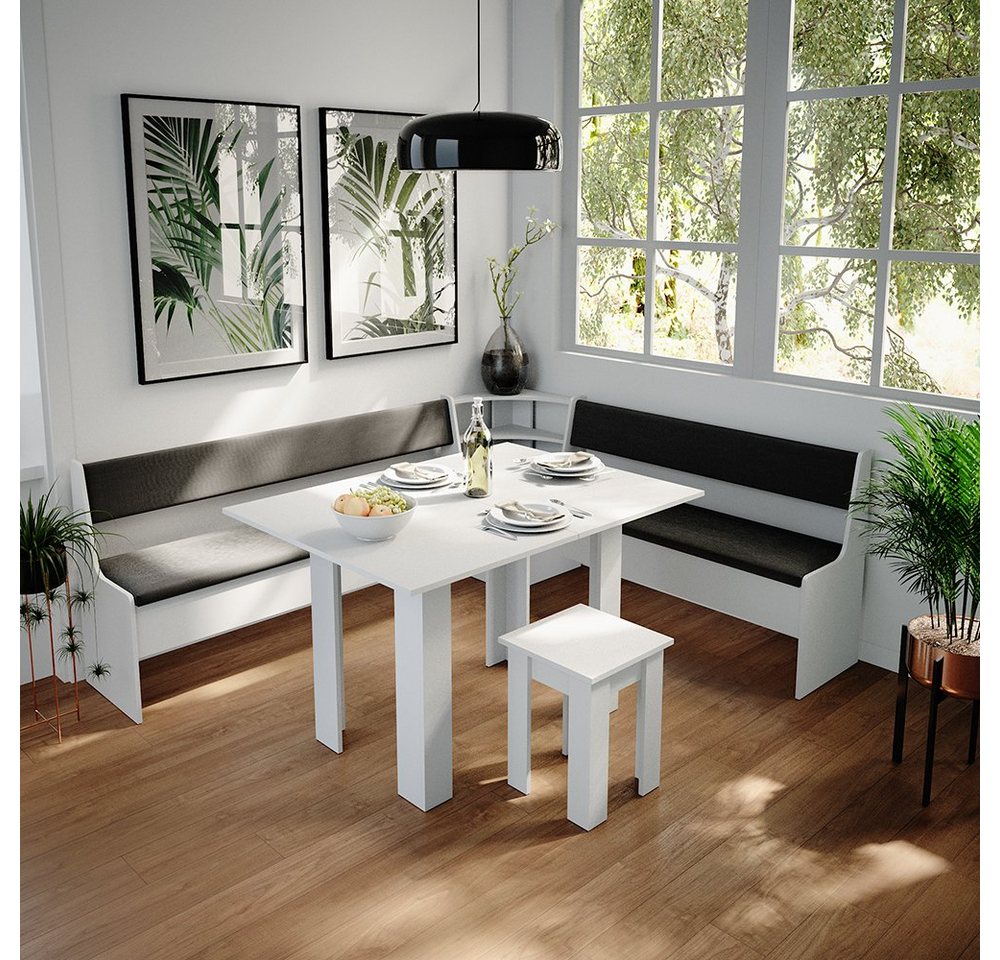 Vicco Sitzbank Roman, Weiß/Anthrazit, 136 x 42 cm (1-St) – Bild 4 von 5