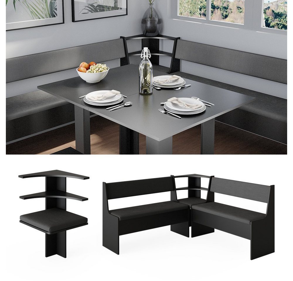 Vicco Sitzbank Roman, Schwarz, 43.5 x 43.5 cm (1-St) – Bild 2 von 5