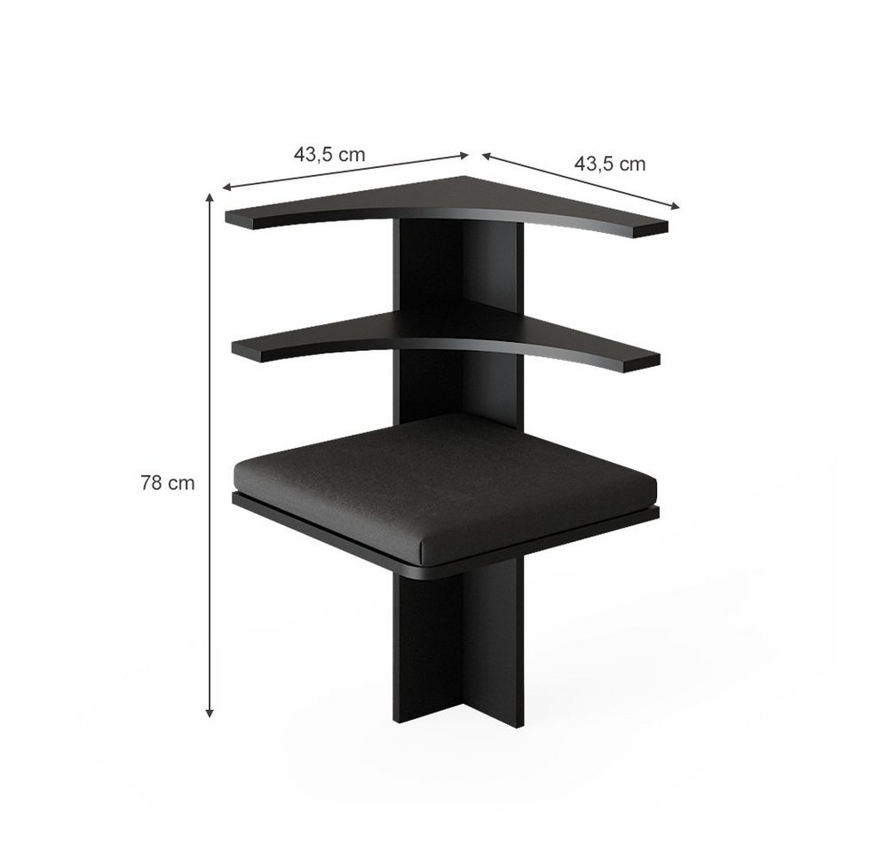 Vicco Sitzbank Roman, Schwarz, 43.5 x 43.5 cm (1-St) – Bild 3 von 5