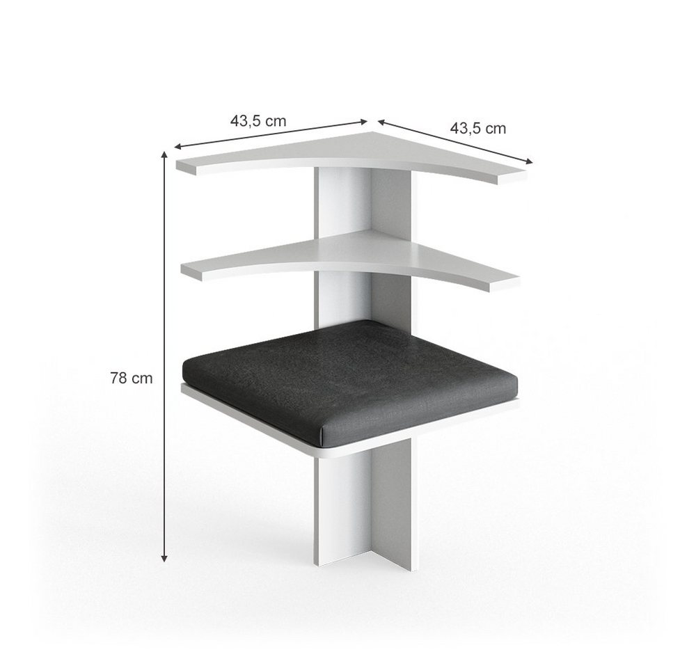 Vicco Sitzbank Roman, Weiß/Anthrazit, 43 x 43 cm (1-St) – Bild 3 von 5