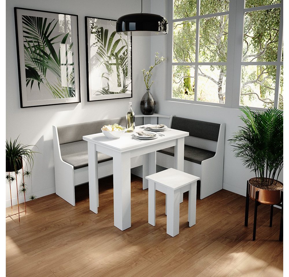Vicco Sitzbank Roman, Weiß/Anthrazit, 43 x 43 cm (1-St) – Bild 4 von 5