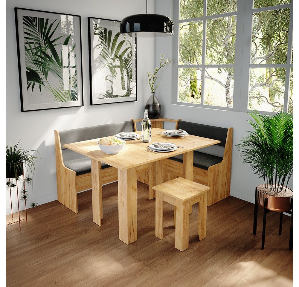 Vicco Sitzbank Roman, Goldkraft Eiche/Anthrazit, 76.6 x 41.5 cm (1-St) – Bild 4 von 5