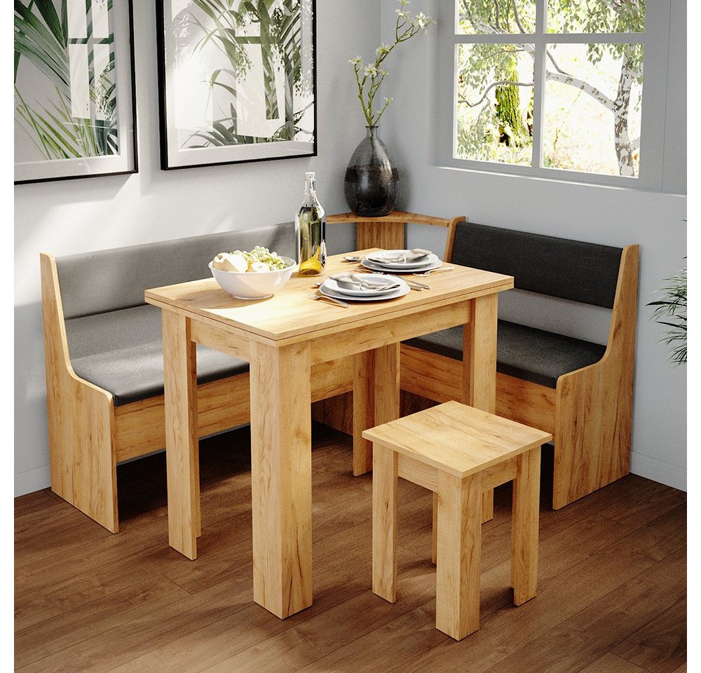 Vicco Sitzbank Roman, Goldkraft Eiche/Anthrazit, 76.6 x 41.5 cm (1-St) – Bild 5 von 5