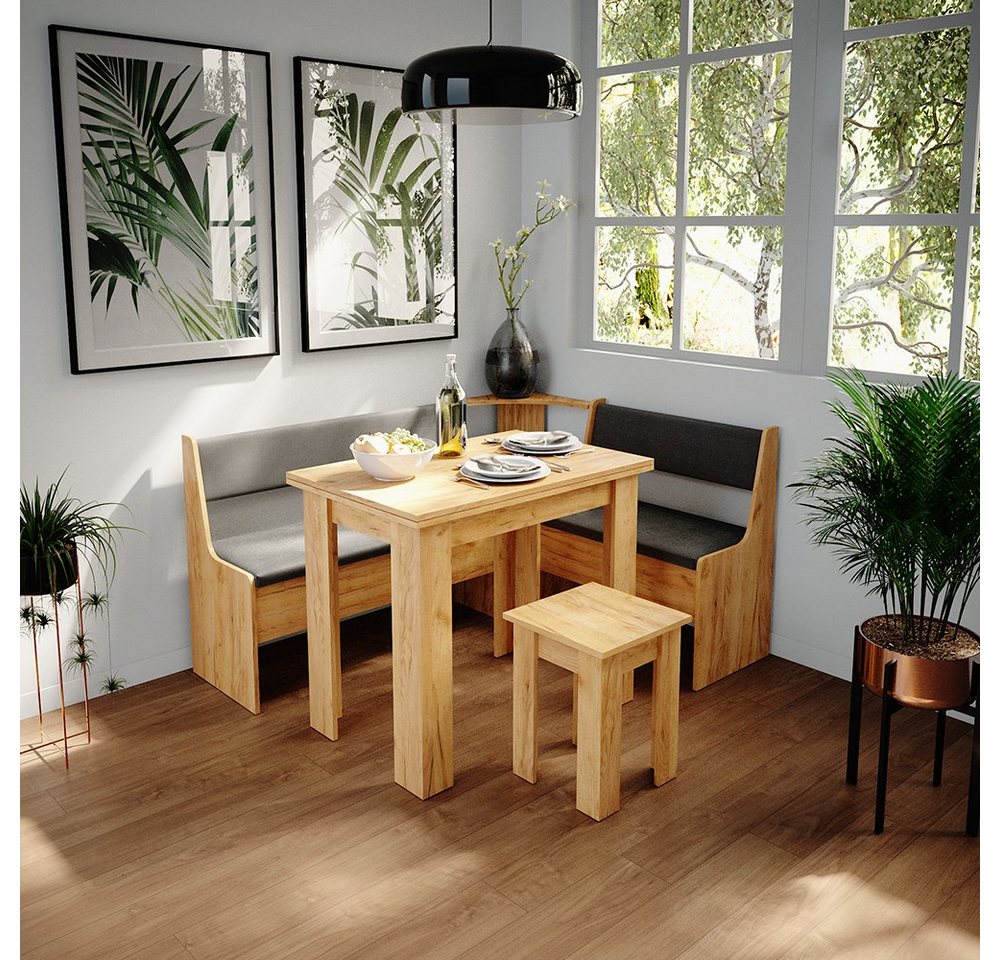 Vicco Sitzbank Roman, Goldkraft Eiche/Anthrazit, 43.5 x 43.5 cm (1-St) – Bild 4 von 5