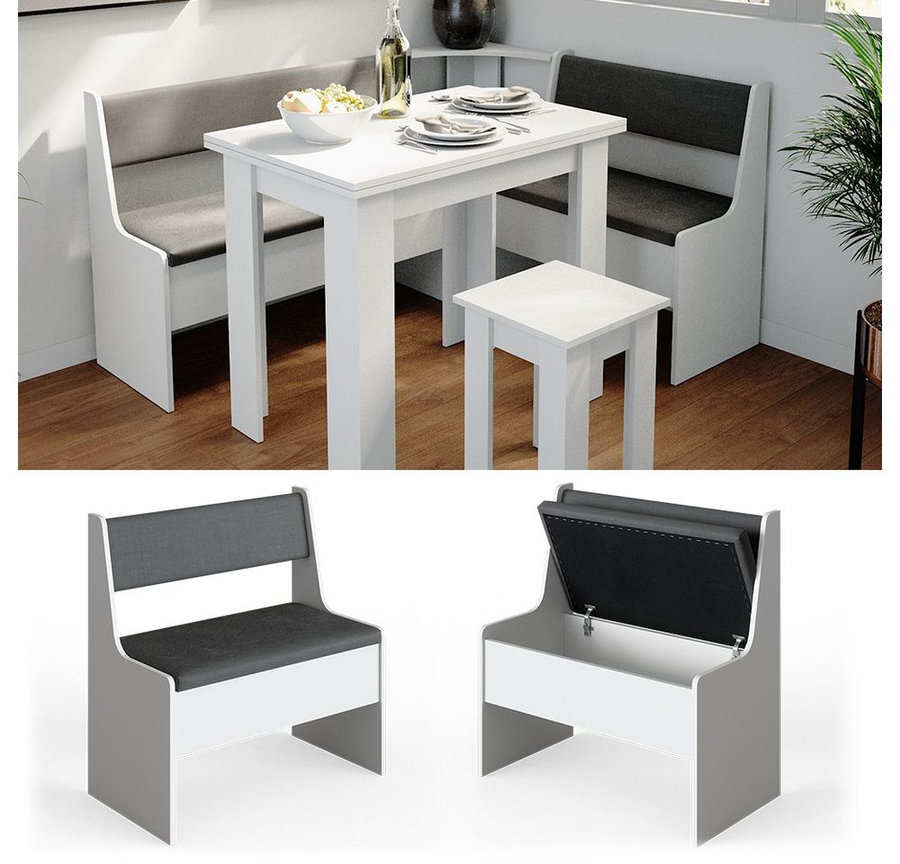 Vicco Sitzbank Roman, Weiß/Anthrazit, 76 x 42 cm (1-St) – Bild 2 von 5