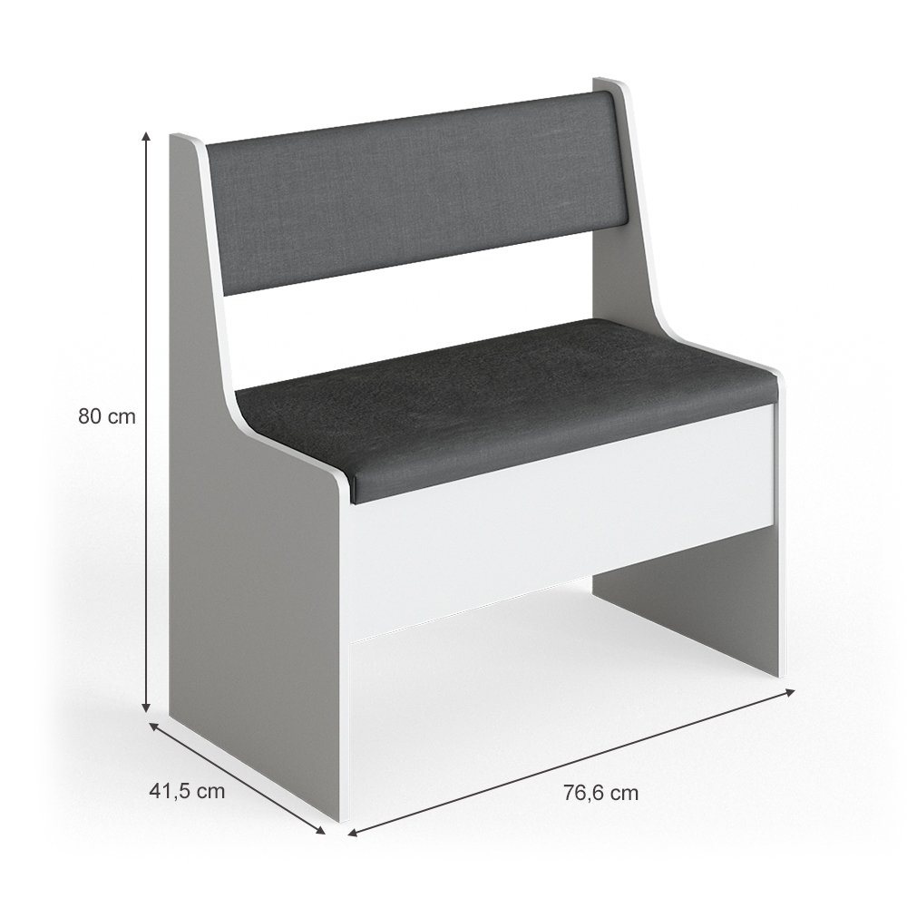 Vicco Sitzbank Roman, Weiß/Anthrazit, 76 x 42 cm (1-St) – Bild 3 von 5