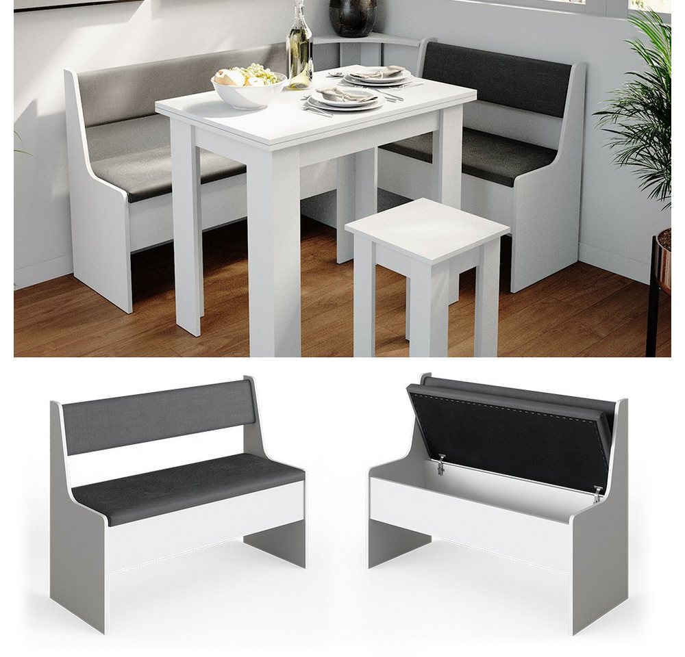 Vicco Sitzbank Roman, Weiß/Anthrazit, 106 x 42 cm (1-St) – Bild 2 von 5