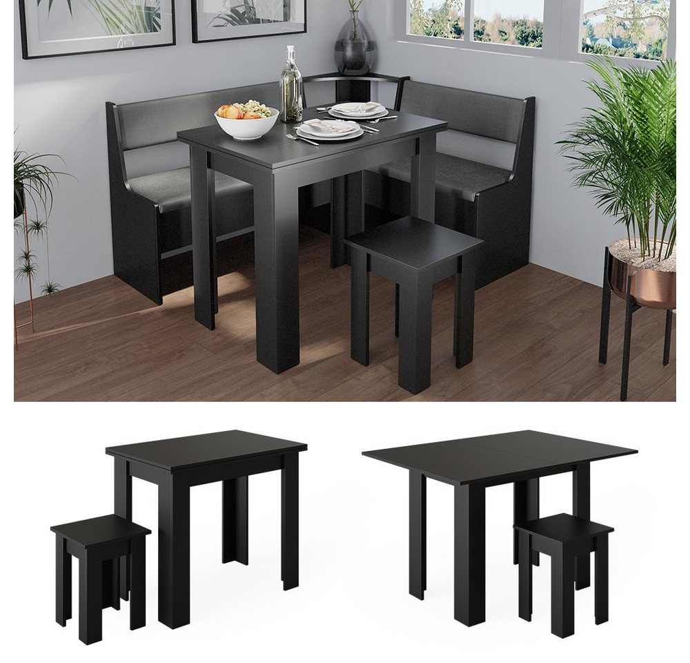 Vicco Sitzgruppe Roman, Schwarz, 90 x 60 cm, (2-tlg) – Bild 3 von 5