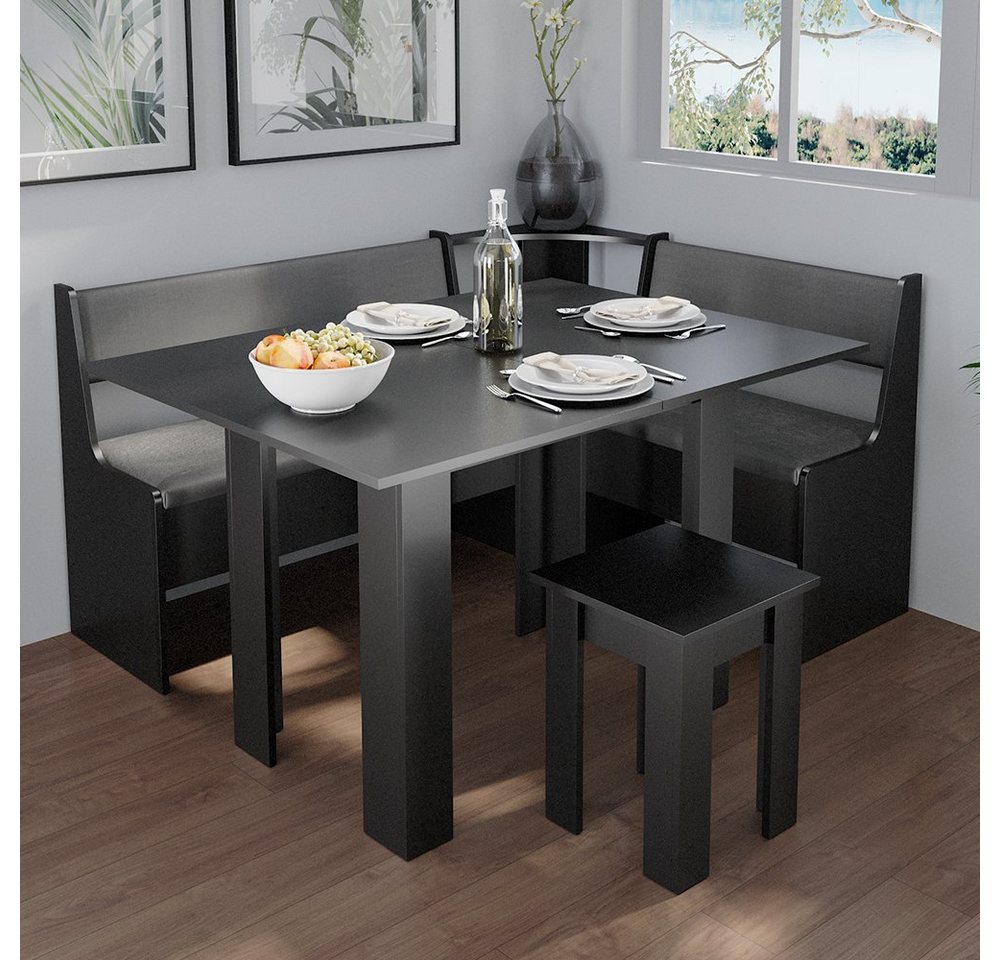 Vicco Sitzgruppe Roman, Schwarz, 90 x 60 cm, (2-tlg) – Bild 5 von 5