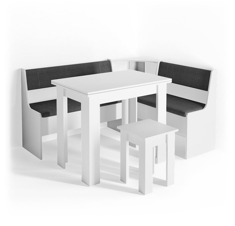 Vicco Sitzgruppe Roman, Weiß/Anthrazit, 150 x 120 cm mit Tisch, (Set, 5-tlg., 5-er Set), bequeme Polsterung – Bild 2 von 5