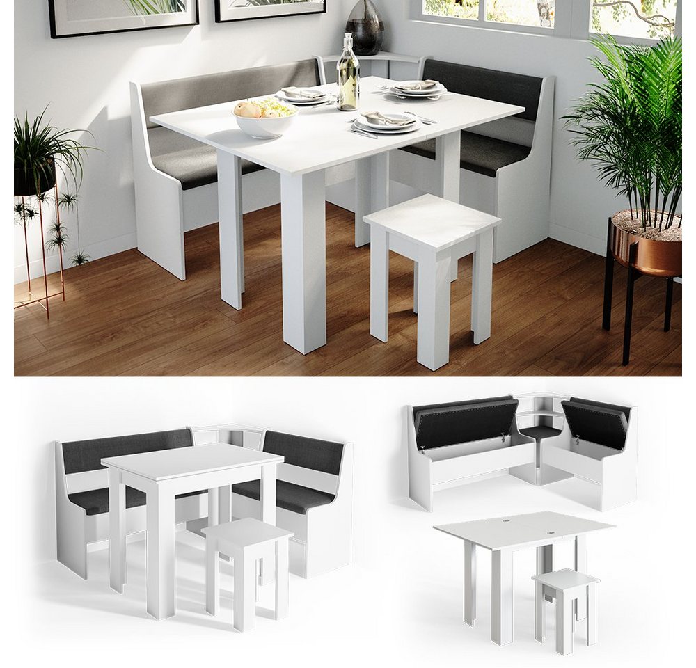 Vicco Sitzgruppe Roman, Weiß/Anthrazit, 150 x 120 cm mit Tisch, (Set, 5-tlg., 5-er Set), bequeme Polsterung – Bild 3 von 5