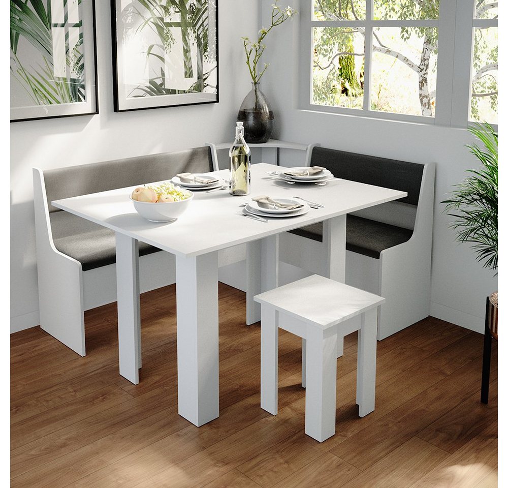 Vicco Sitzgruppe Roman, Weiß/Anthrazit, 150 x 120 cm mit Tisch, (Set, 5-tlg., 5-er Set), bequeme Polsterung – Bild 5 von 5