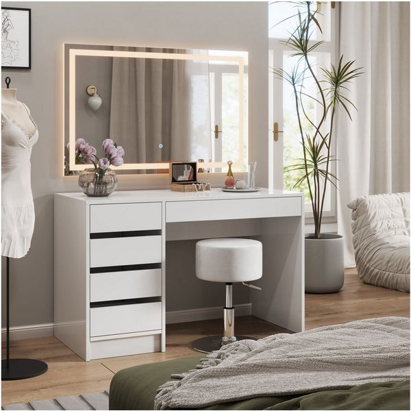 Vicco Sitzhocker Design, Weiß, 33 x 67 cm für Schminktisch (Einzelartikel, 1 St), 360° drehbare Sitzfläche